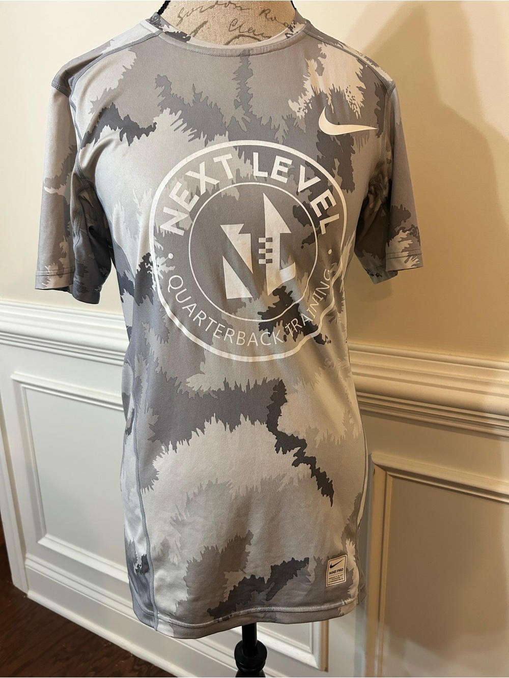 Nike Pro HyperCool Next Level Gray Camo Quarterback Training Shirt